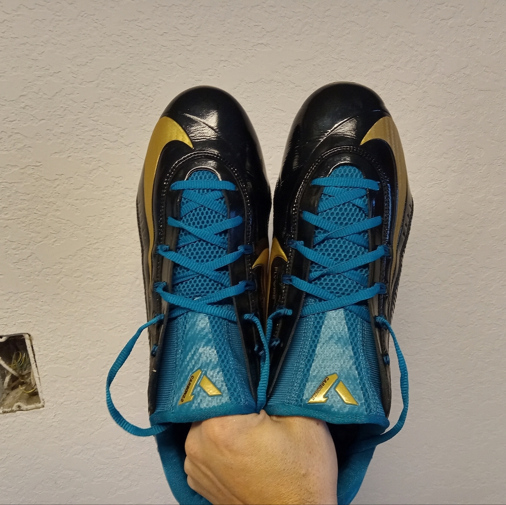 Nike Vapor Carbon 2 Men's 12 Cleats Jaguars Football 2014 Bkack Blue Green Jack - Picture 8 of 15